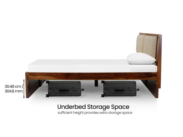 Vesta Solid Wood King Size Double Bed with 6 Inches Memory Foam Mattress